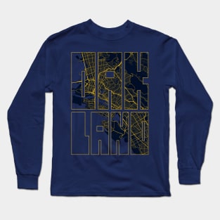 Oakland, USA City Map Typography - Gold Art Deco Long Sleeve T-Shirt